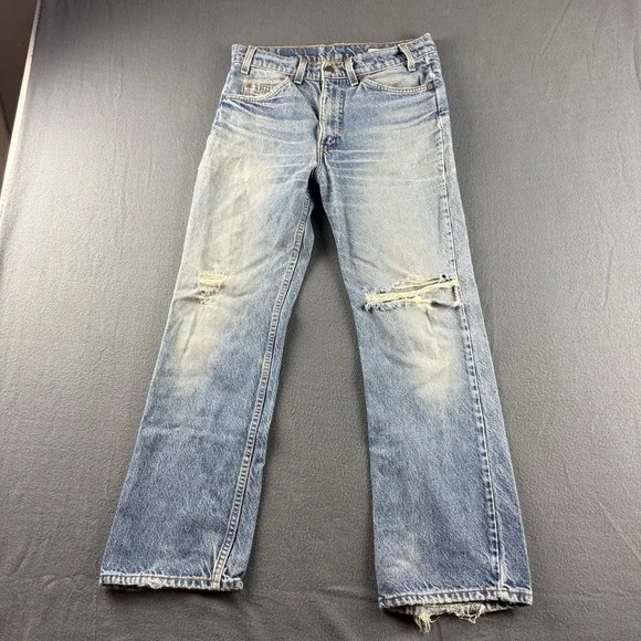 Vintage Levis 517 Jeans Mens 32x28* Blue Orange Tab Made In USA Distressed Light